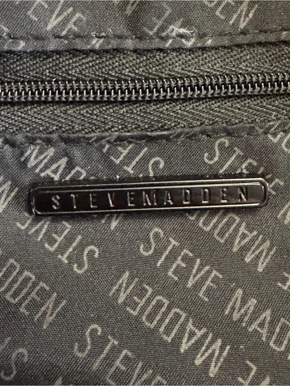 Steve Madden Black Backpack with White Logo and Removable Pouch